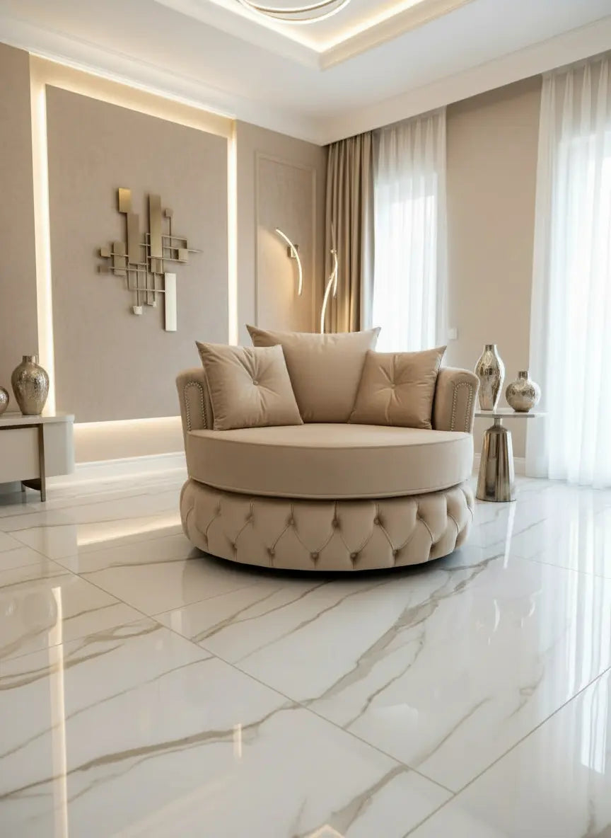 Plush Velvet Cuddle Chair - Swivel Upholstered Comfort – F I INTERIORS