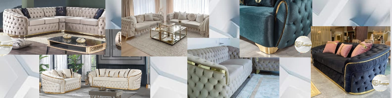 Velvet corner sofas gold or silver detailing