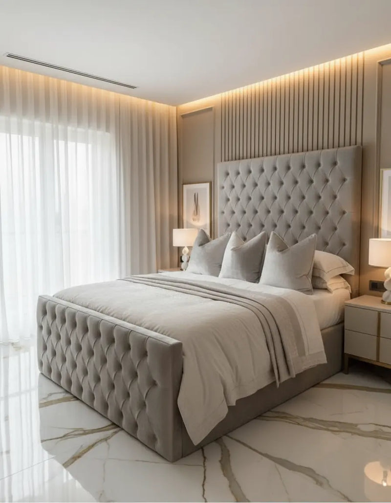 Phantom Plush Velvet Bed – Bespoke Handcrafted Upholstered Bedframe (Made in the UK) FIL