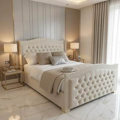 Alice Plush Velvet Wingback Bed – Bespoke Handcrafted Bedstead (Made in the UK) FIL