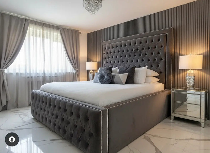 Sofia Bed in Plush Velvet – Bespoke Handcrafted Chesterfield Design FIL