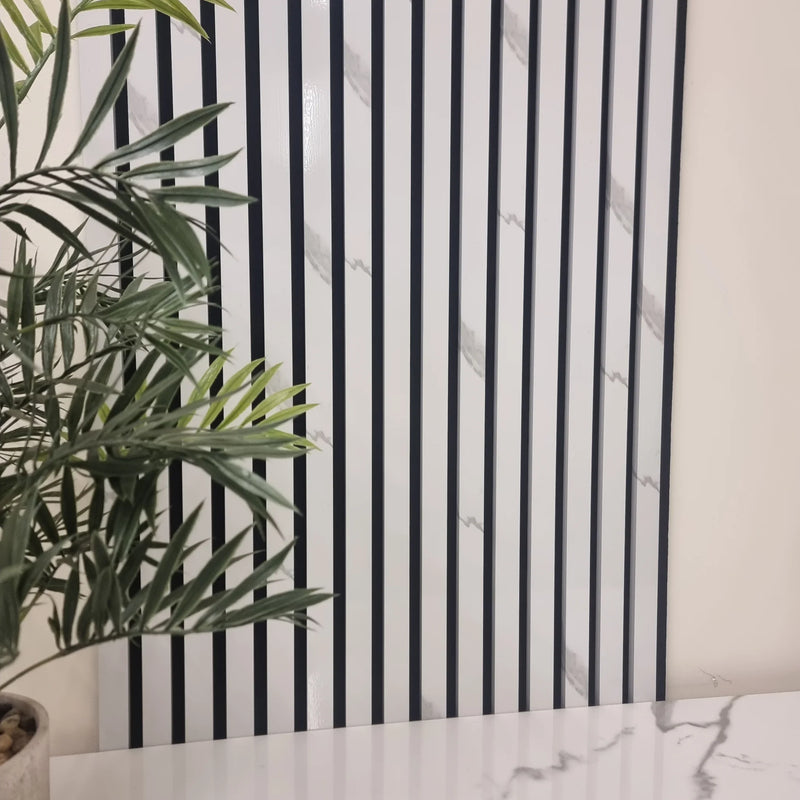 Acoustic Wood Slatted Wall Panels - White Marble