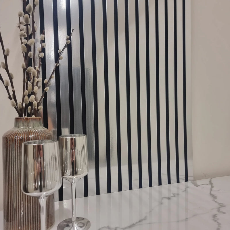 Acoustic Wood Slatted Wall Panels - Chrome Metallic
