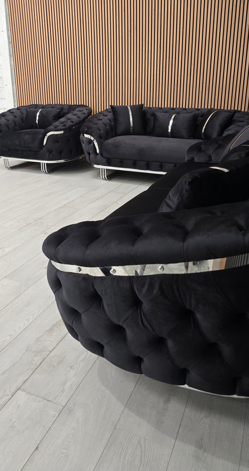Kingston 3+2+1 Black Velvet Chrome Detailing