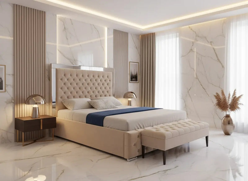 Artisan Mirrored Bed Frame – Bespoke Handmade Design F I L