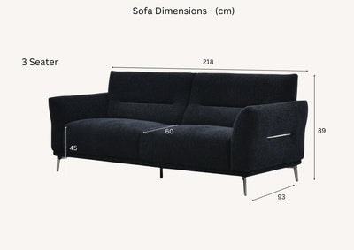 Aluxo Albany Sofa Range in Black Lux Boucle Fabric