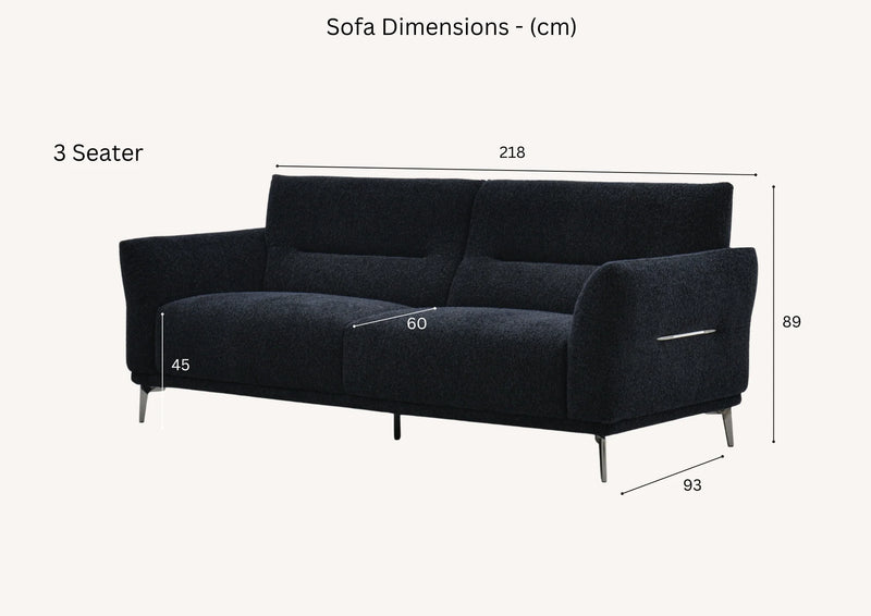 Aluxo Albany Sofa Range in Black Lux Boucle Fabric