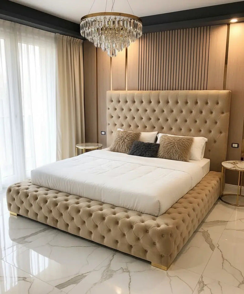 Park Lane Plush Velvet Bed Frame – Bespoke Handcrafted Chesterfield Design FIL