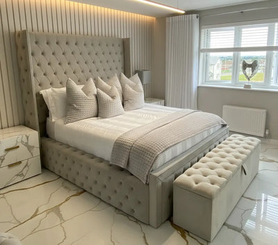 Kalahari Chesterfield Bed in Plush Velvet – Bespoke Handcrafted Design FIL