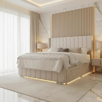 Deviana Divan 2 Drawer Bed Frame in Plush Velvet – Exclusive Handmade Storage Bed FIL