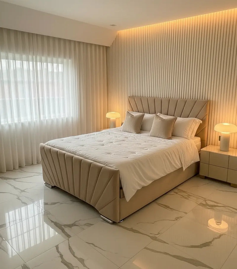 Sumara Divan Ottoman Bed in Plush Velvet – Handmade Luxury Storage Bed LUXE DECORS