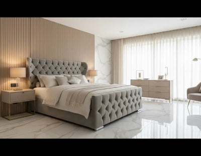 Oxford divan ottoman gaslift bed in plush velvet FIL