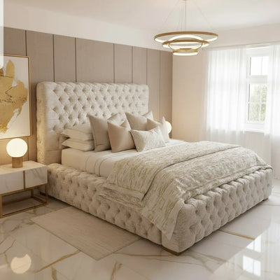 Park Lane Crushed Velvet Bed Frame – Bespoke Chesterfield Design, Handcrafted in the UK FIL