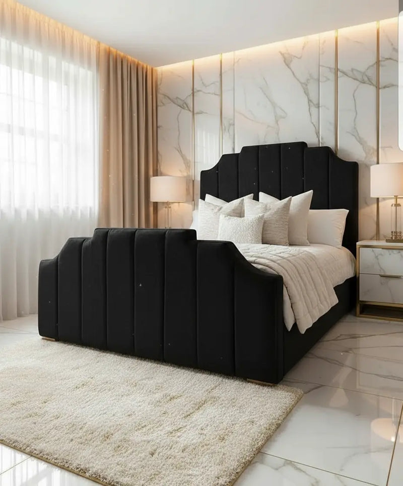 Lucy Plush Velvet Bed – Bespoke Handcrafted Bedstead (Made in the UK) FIL