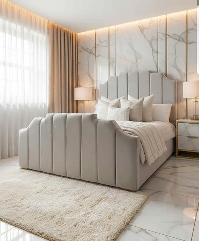 Lucy Plush Velvet Bed – Bespoke Handcrafted Bedstead (Made in the UK) FIL