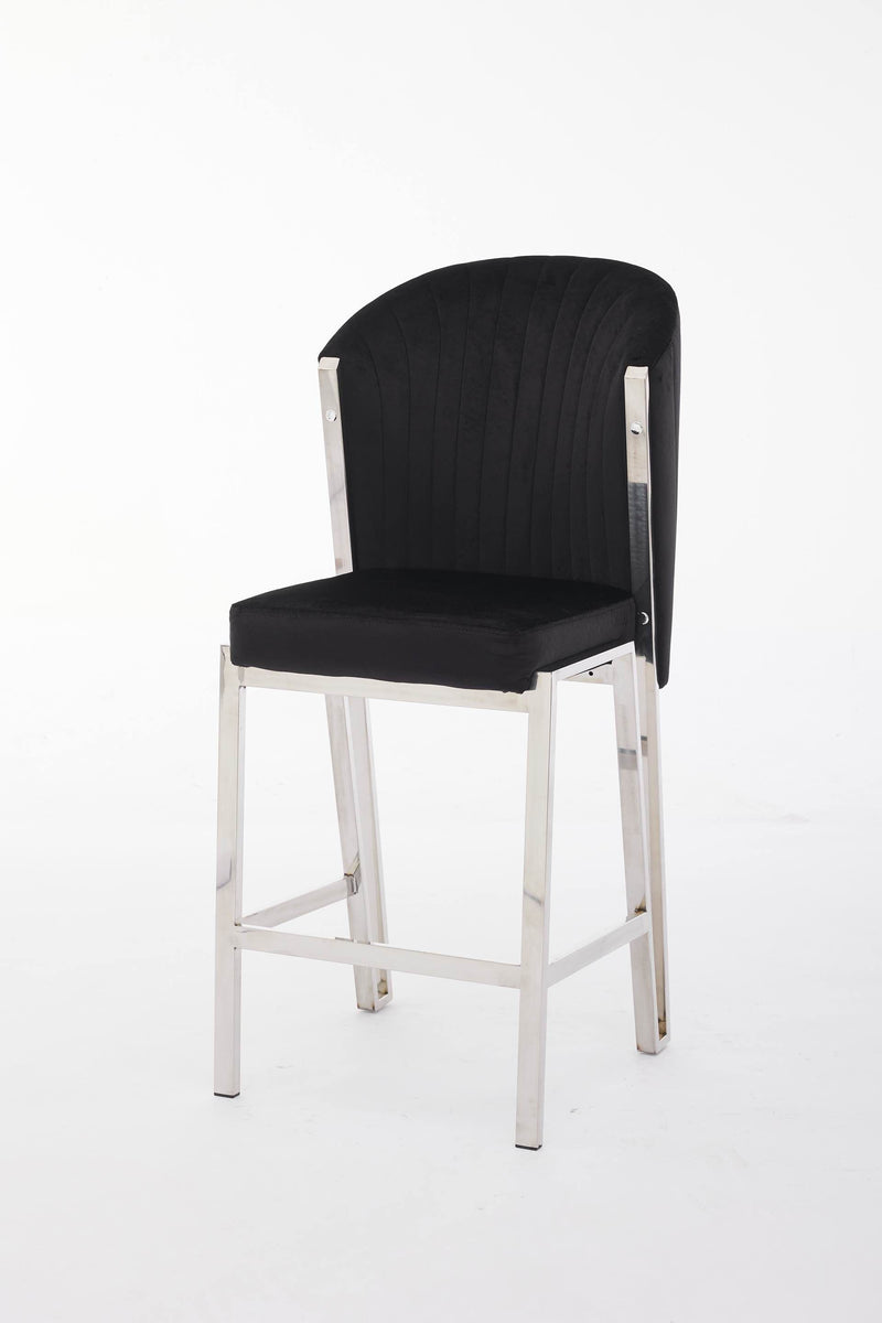 Fabio Shimmer Fabric Chrome Metal Plating Barstool