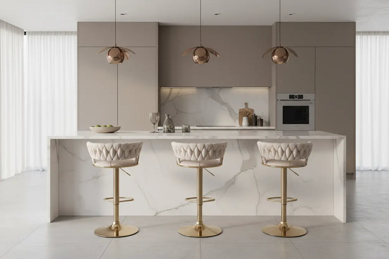 Camilla Luxury Black Gold Bar Stool x2 Pair F I INTERIORS