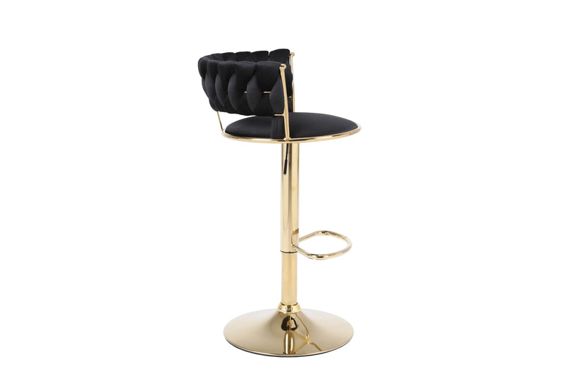 Camilla Luxury Black Gold Bar Stool x2 Pair F I INTERIORS