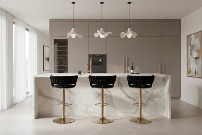 Camilla Luxury Black Gold Bar Stool x2 Pair F I INTERIORS