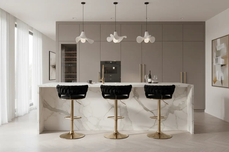 Camilla Luxury Black Gold Bar Stool x2 Pair F I INTERIORS