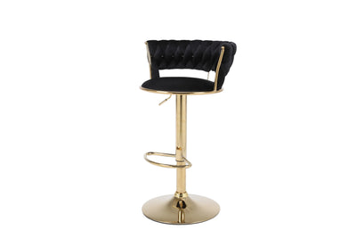 Camilla Luxury Black Gold Bar Stool x2 Pair F I INTERIORS