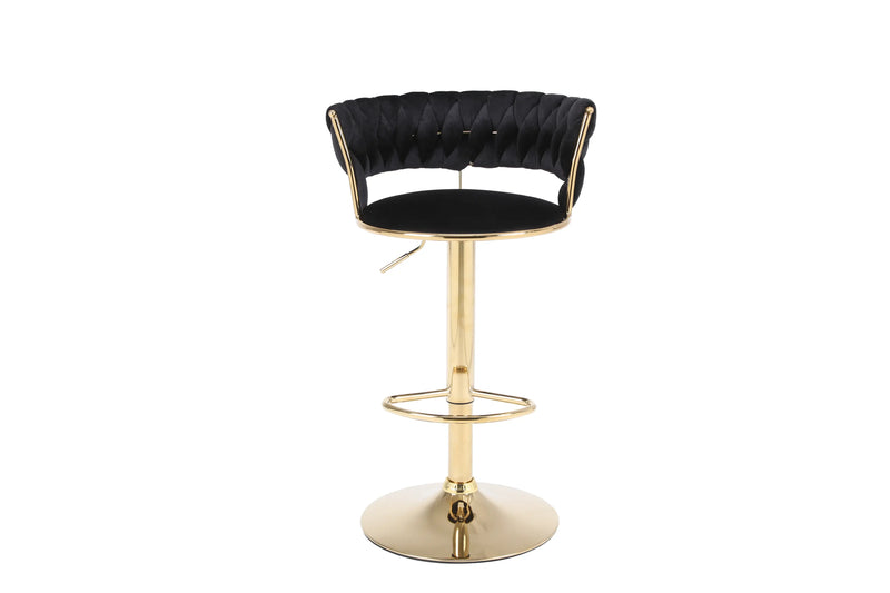 Camilla Luxury Black Gold Bar Stool x2 Pair F I INTERIORS