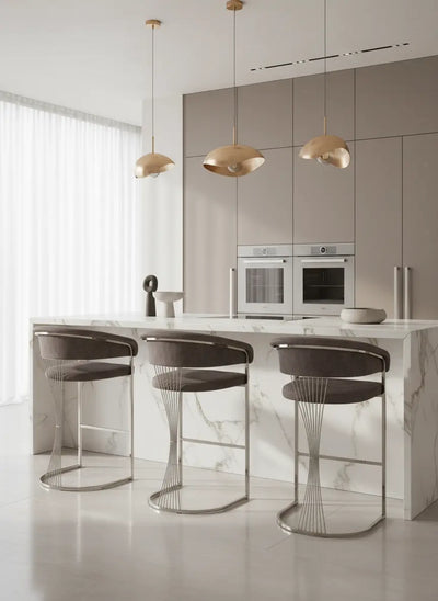 Porto Luxury Black & Gold Velvet Bar Stool Gold Legs Celebrity Interiors