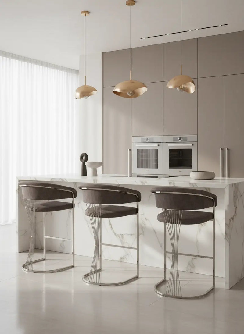 Porto Luxury Black & Gold Velvet Bar Stool Gold Legs Celebrity Interiors