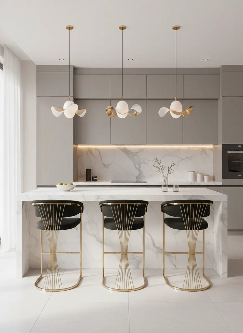 Porto Luxury Black & Gold Velvet Bar Stool Gold Legs Celebrity Interiors