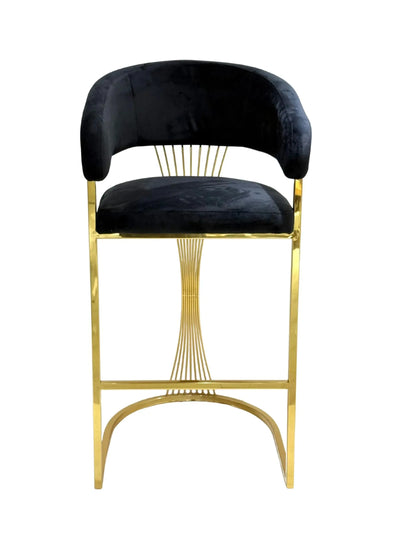 Porto Luxury Black & Gold Velvet Bar Stool Gold Legs Celebrity Interiors