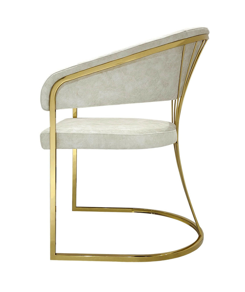 Ravello Gold Marble Dining Table & Porado Dining Chair Set