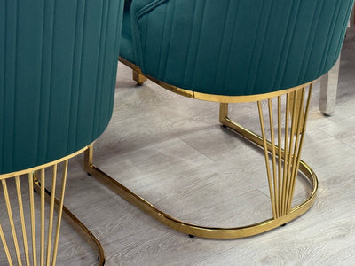 Lasco Dining Chairs – Green Velvet &amp; Gold Legs (Set of 2)