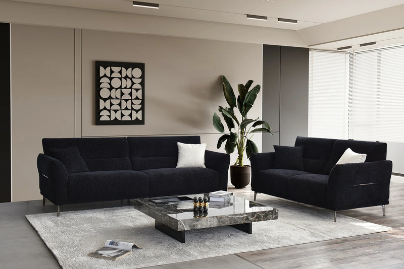 Aluxo Albany Sofa Range in Black Lux Boucle Fabric