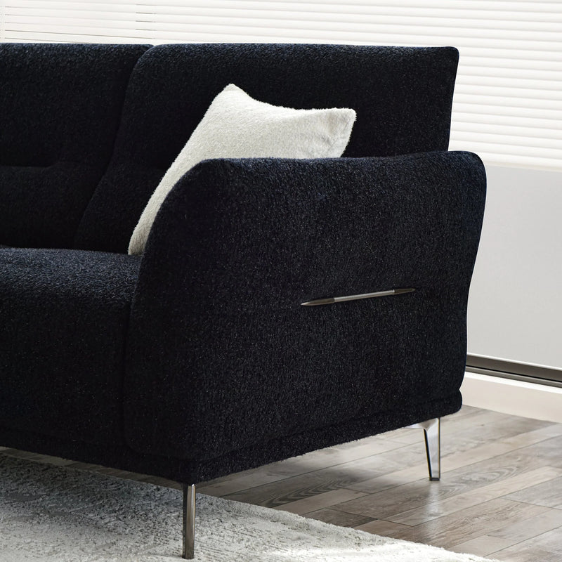 Aluxo Albany Sofa Range in Black Lux Boucle Fabric