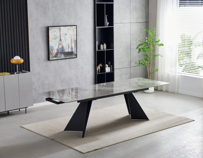 Chicago Extending Grey Ceramic Dining Table – 160cm to 200cm & 180cm x 260cm ASR INTERIOR
