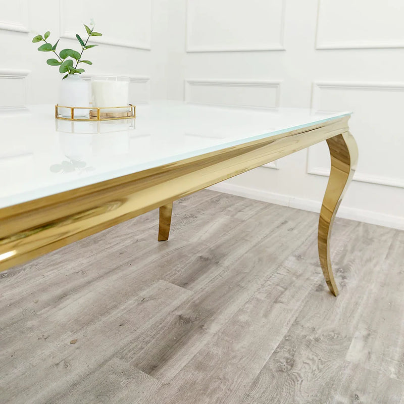 Louis Dining Table Gold with Glass/Sintered Stone Top