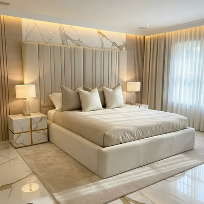 Audrie Panel Bedstead – Modern Tall Upholstered Bed Frame | Handcrafted in the UK FIL