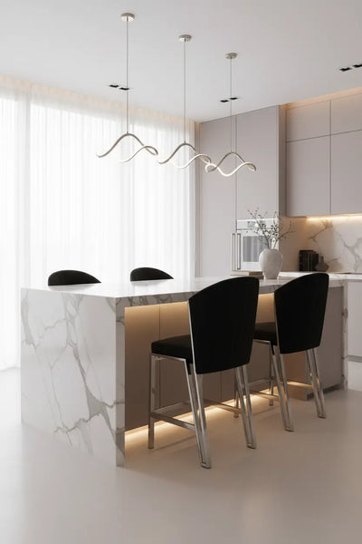 Fabio Shimmer Fabric Chrome Metal Plating Barstool Celebrity Interiors