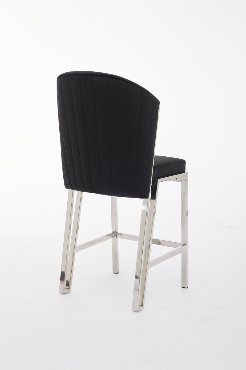 Fabio Shimmer Fabric Chrome Metal Plating Barstool