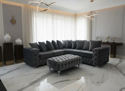 Stella Chesterfield Footstool Plush Velvet F I L