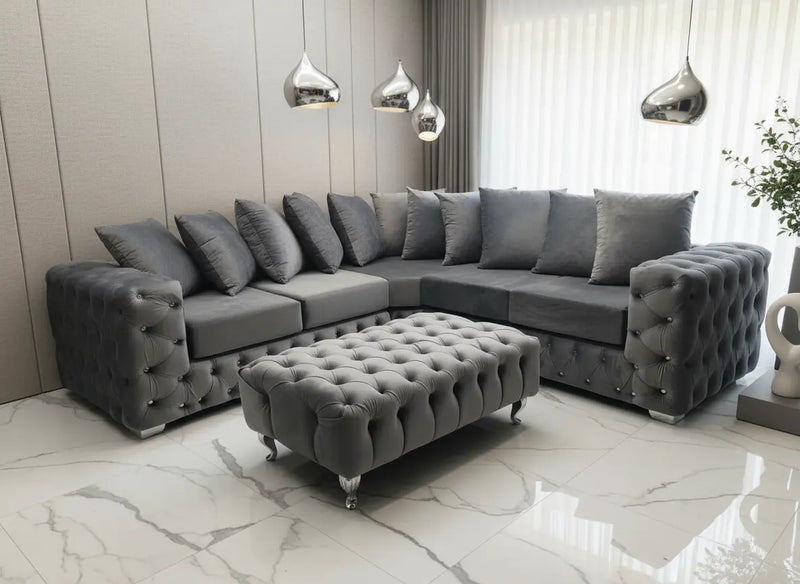 Stella Chesterfield Footstool Plush Velvet F I L