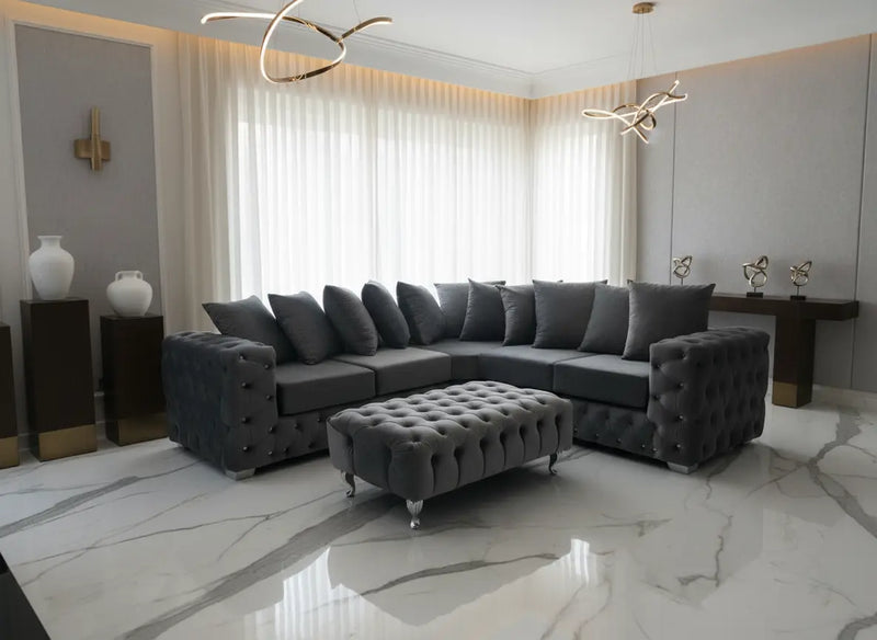 Stella Chesterfield Footstool Plush Velvet F I L