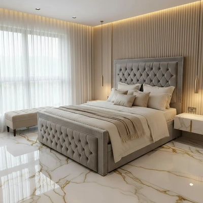 Angel divan ottoman gaslift bedframe in plush velvet FIL