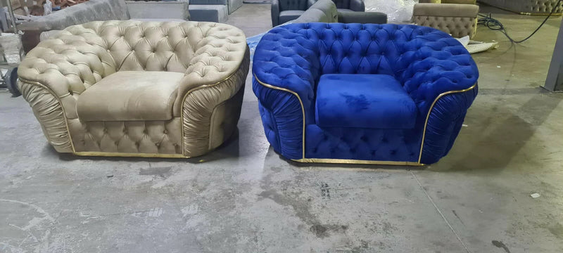 Ambassador 1 Seater Sofa Chair Champagne 03 & Gold