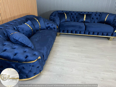 Bvlgari Special 3+2 Sofa in Navy and Gold