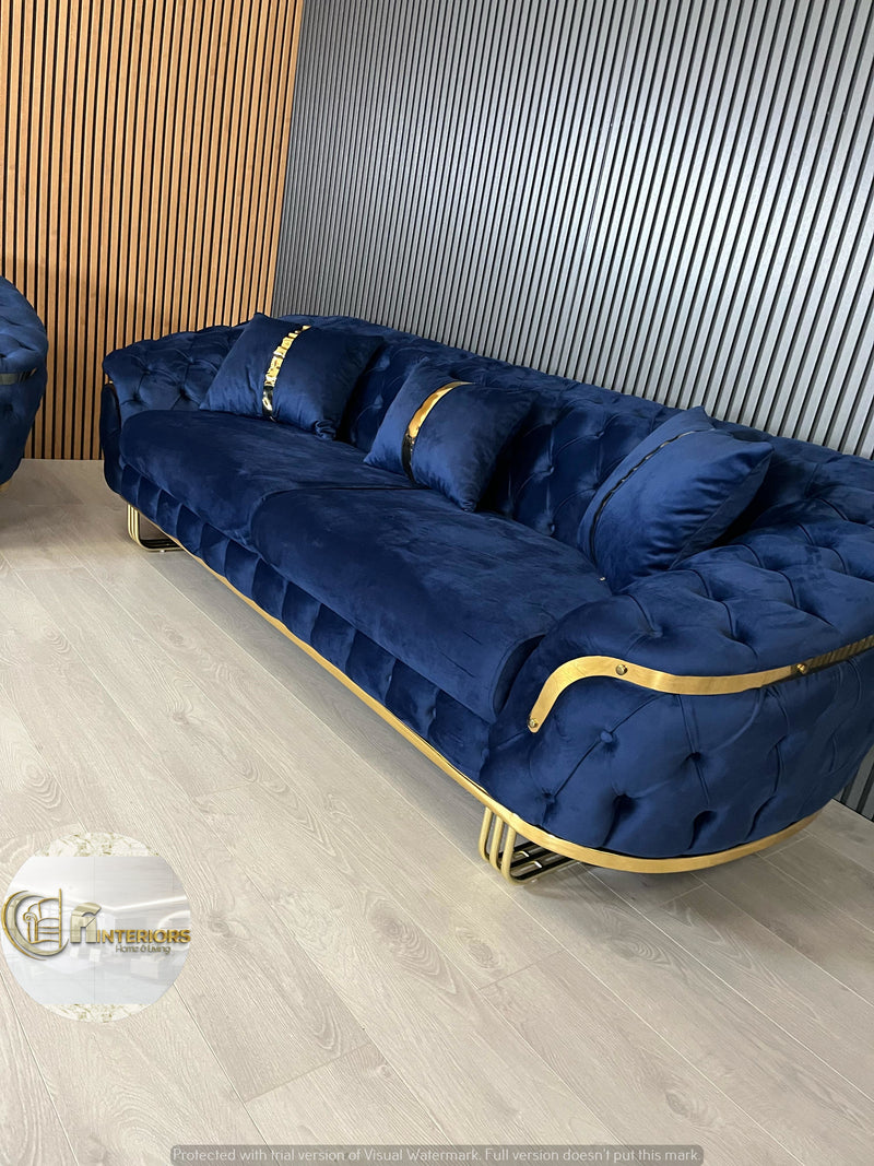 Bvlgari Special 3+2 Sofa in Navy and Gold