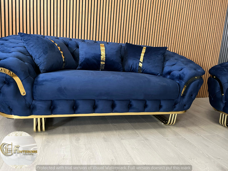 Bvlgari Special 3+2 Sofa in Navy and Gold