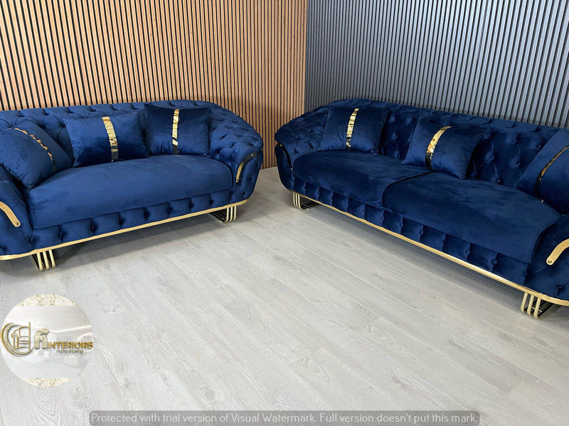 Bvlgari Special 3+2 Sofa in Navy and Gold