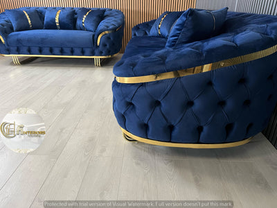 Bvlgari Special 3+2 Sofa in Navy and Gold