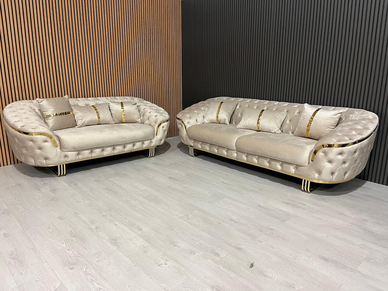 Bvlgari Special 3+2 Sofa in Champagne & Gold